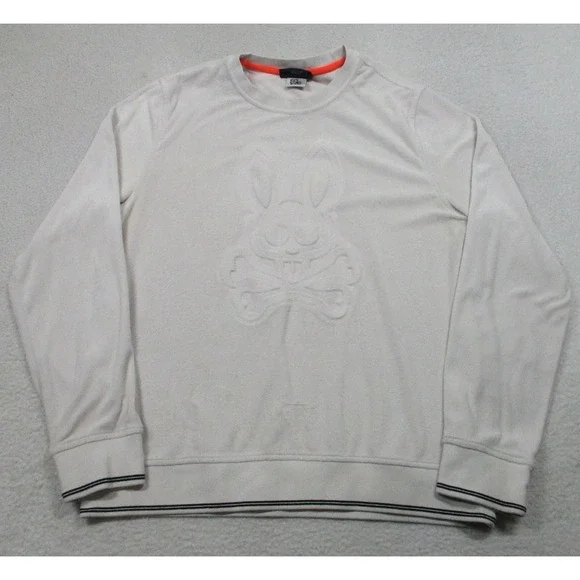 Psycho Bunny‎ Sweatshirt Mens Large White Embossed Logo Crewneck B6S316S1C0